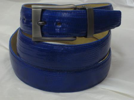 Mensusa Products Mens Genuine Authentic Royal Blue Lizard Belt