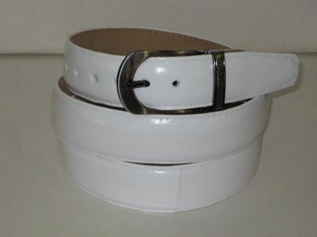 Mensusa Products Mens Genuine Authentic White Eel Belt