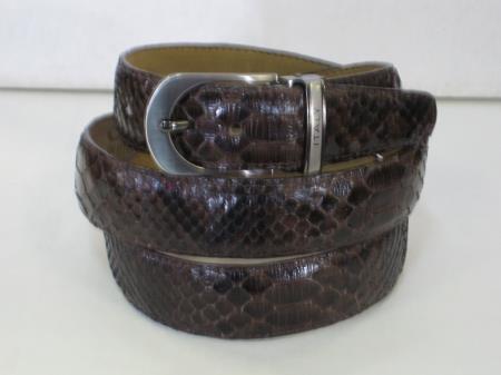 Mensusa Products Mens Genuine Authentic Brown Python Belt