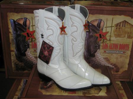 Mensusa Products Los Altos White Genuine Eel Western Cowboy Boot
