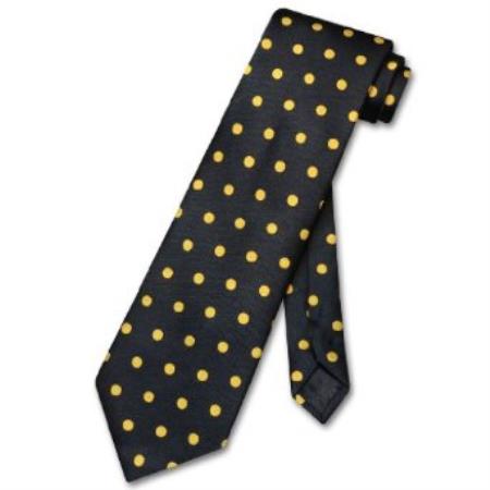 Mensusa Products Black w/ Yellow Polka Dots Design Men's Neck Tie