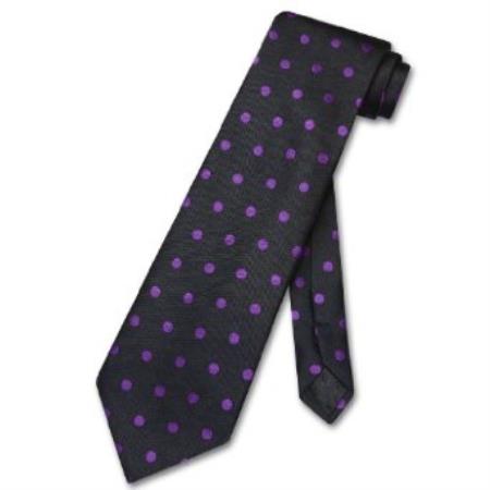 Mensusa Products Black w/ Purple Polka Dots Design Men's Neck Tie