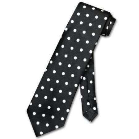 Mensusa Products Black w/ White Polka Dots Design Men's Neck Tie