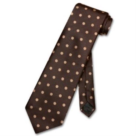 Mensusa Products Chocolate Brown w/ Lt. Brown Polka Dots Design Men's Tie