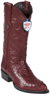 Mensusa Products Wild West Burgundy JToe Caiman Hornback Cowboy Boots 457