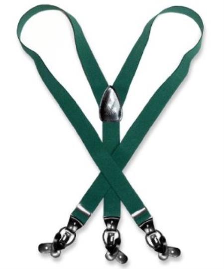 Mensusa Products Men's Forest Hunter Green Suspenders Y Shape Back Elastic Button & Clips