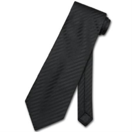 Mensusa Products Black Striped Vertical Stripes Design Men's Neck Tie