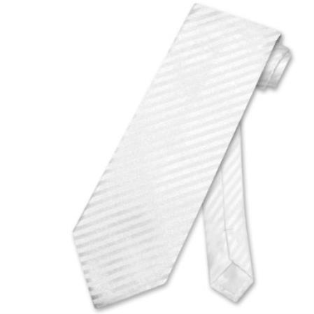 Mensusa Products White Striped Vertical Stripes Design Men's Neck Tie