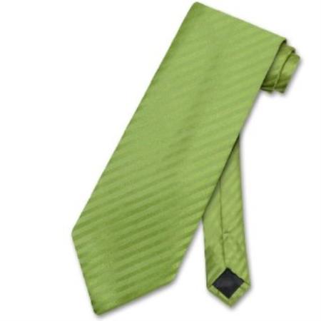 Mensusa Products Spinach Green Striped Vertical Stripes Men's Neck Tie