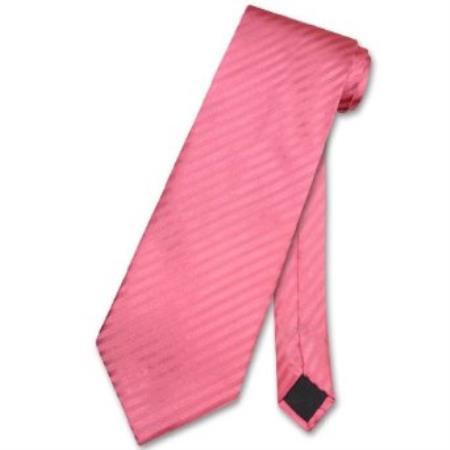 Mensusa Products Coral Pink Striped Vertical Stripes Design Men's Neck Tie