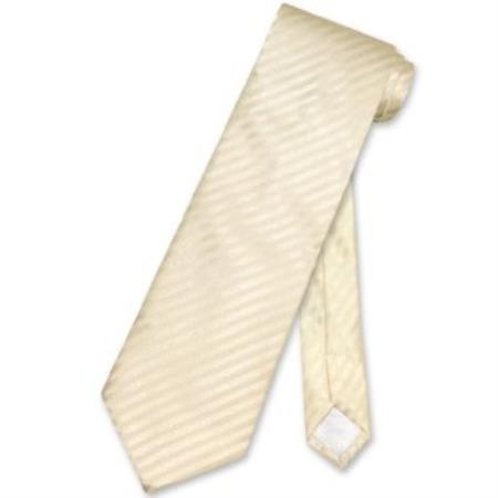 Mensusa Products Egg Yolk Cream Striped Vertical Stripes Men's Neck Tie