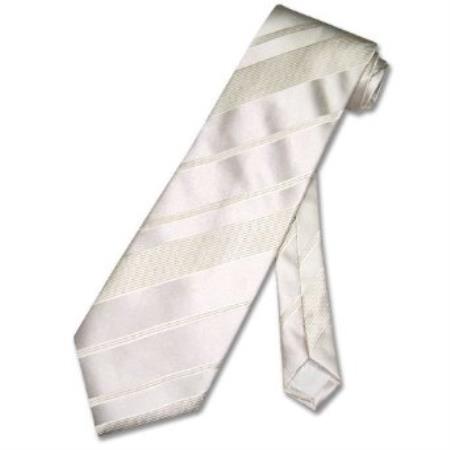 Mensusa Products Cream OffWhite Woven Striped Men's Design Neck Tie