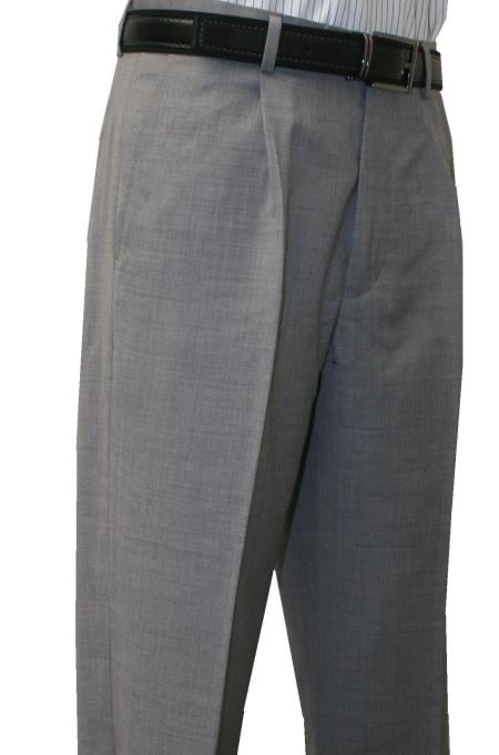 Mensusa Products RomaVeronesi 1 Pleated Pant 1 Wool 41643 Top Pocket+2 Back Pockets w/Lining Light Grey