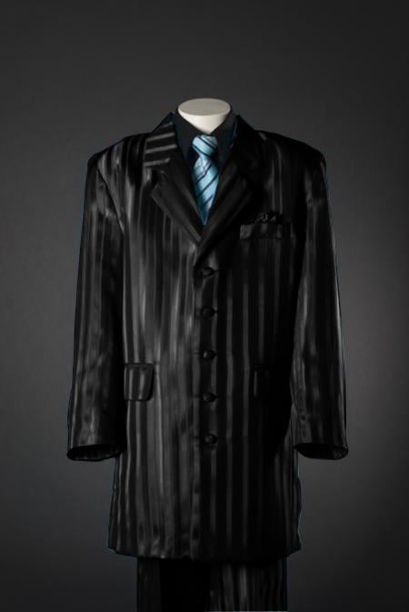 Mensusa Products Black Shadow Stripe 5 Piece Zoot KidsToddlerBoy Suits (Black Shirt)