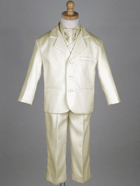 Mensusa Products Boys 5 Piece 3 Button Ivory Suit