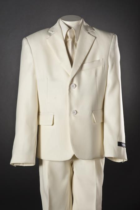 Mensusa Products Boys 5 Piece 2 Button Ivory Suit