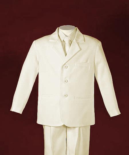 Mensusa Products Boys 3 Button Single Breasted Ivory Suit