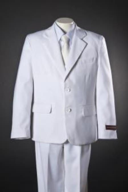 Mensusa Products Boys 2 Button White 5 Piece Suit