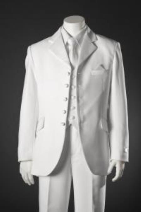 Mensusa Products Boys 5 Button White Suit