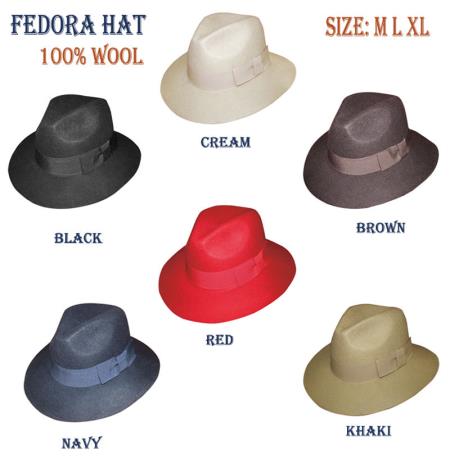 Mensusa Products New Men's 1 Wool Fedora Trilby Mobster Hat in 6 Colors