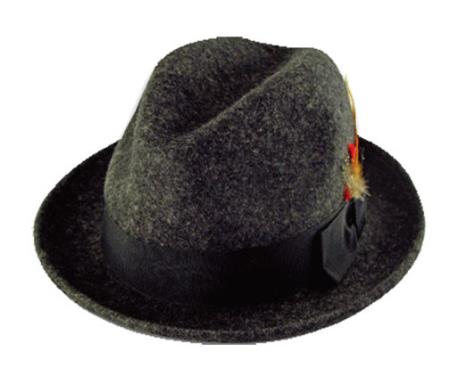 Mensusa Products New Men's 1 Wool Fedora Trilby Mobster Hat Grey