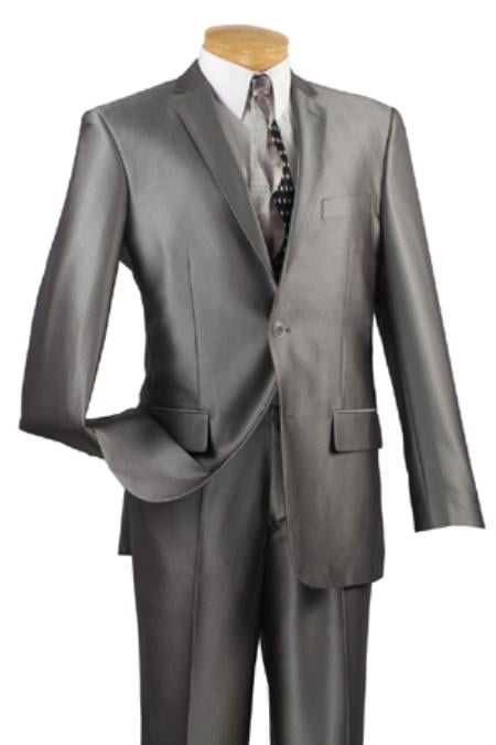 Mensusa Products Mens Single Breasted 2 Buttons Slim Fit Suits Grey