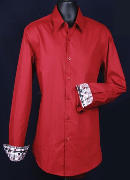 Mensusa Products Men's Fancy Slim Fit Dress Shirt Cuff Pattern
