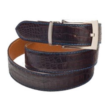 Mensusa Products Matte Crocodile Belt Available in Black/Blue, Brown/Blue & Navy/Blue Colors