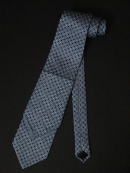 Mensusa Products Silk Neck Tie W Hanky Blue Dotted Design