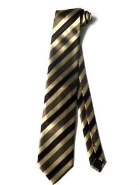 Mensusa Products Tie Set Beige Brown Plum With Multi Pinstripes