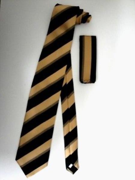 Mensusa Products Tie Set Black Gold Multi Stripes