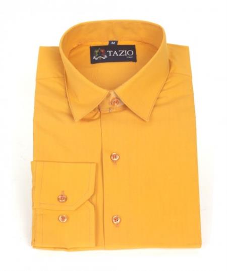 Mensusa Products Mens Dress Shirt Slim Fit Orange