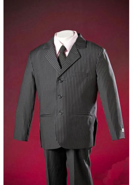 Mensusa Products Fitted Pinstripe Polyester Cheap Tailor Made Notch Lapel Center Vent Grey Boys Suit