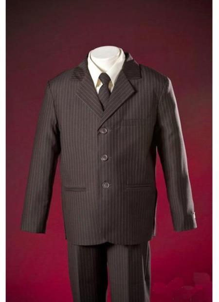 Mensusa Products Classic Notch Lapel Brown Pinstripe Handsome Design Tailored Best 3 Buttons Boy Suit