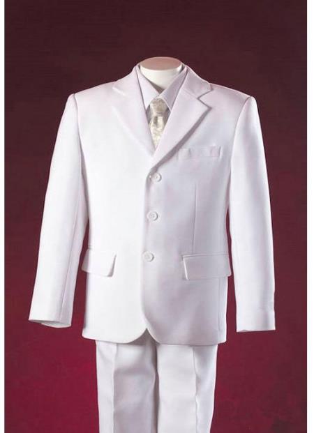 Mensusa Products Royal White Designer Notch Lapel Soft Polyester Comfortable Custom Boys Suits
