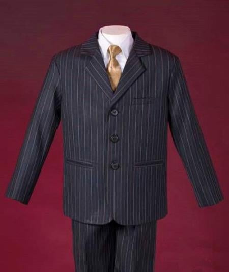 Mensusa Products Notch Laple Soft Polyester Classic Pinstripe 3 Piece Personality Boys Clothing Suits