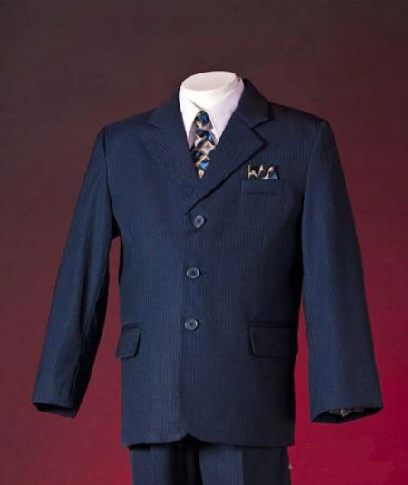 Mensusa Products Navy Pinstripe Notch Lapel Soft Polyester Affordable Suits To Buy Boys Suit