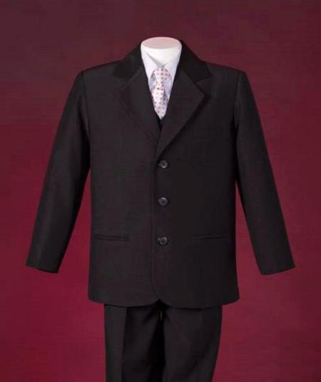 Mensusa Products Black Luxurious Soft Polyester 3 Piece Tailor Made Suits For Boys