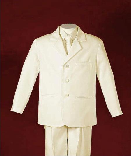 Mensusa Products Ivory Slick Three Buttons Front One Center Back Boy Suit Custom Shop For Kids Clothes