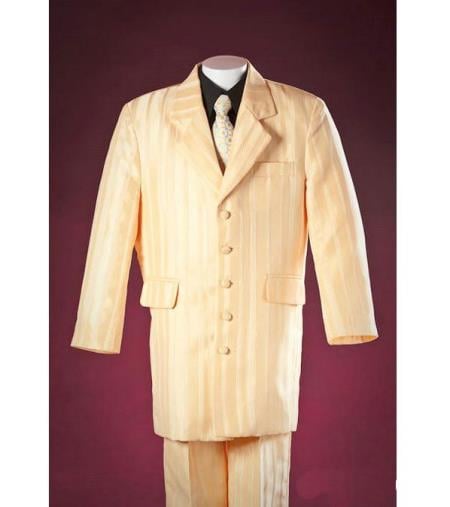 Mensusa Products Zoot suit-Yellow Handsome Notch Lapel 5 Buttons Polyester BoyZoot suits