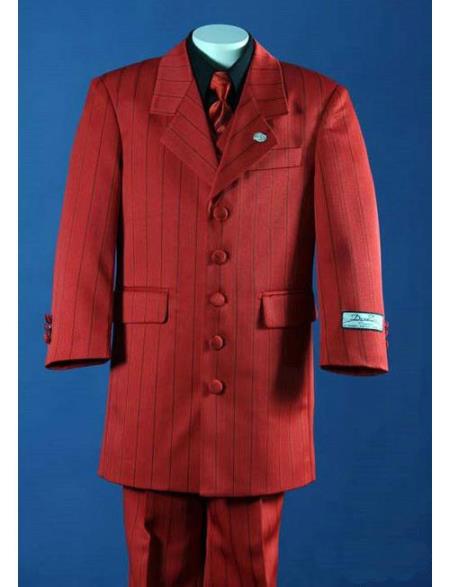 Mensusa Products Red Tailor Made Five Buttons Front Generous Flap Pockets Notch Lapel Boys Suits