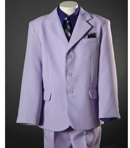 Mensusa Products Lilac Double Notch Lapel Soft Polyester Boy Custom 3 Button Suit