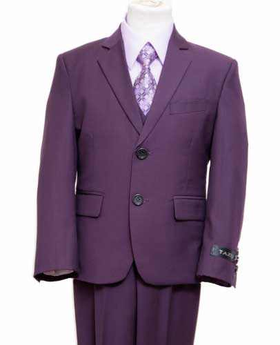 Mensusa Products Purple 3 Button Front Center Rear Vent Fully Lined Notch Lapel Single Breasted Boy Suit