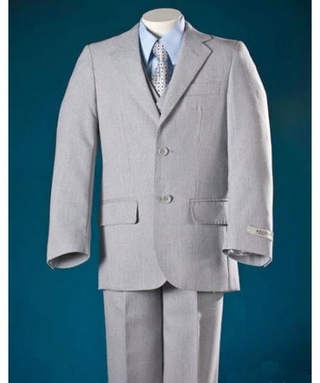 Mensusa Products Lilac Pinstripe Single Breasted Notch Lapel 3 Piece Custom Made Fitted Boy Suits