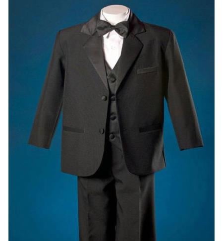 Mensusa Products Polyester Notch Lapel Black 3 Piece Two Buttons Front Solids Cheap Latest Boys Suit