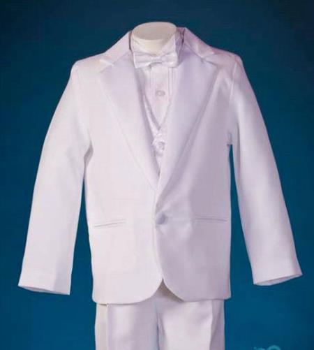 Mensusa Products White 1 Button Tailor Made Formal Wear Notch Lapel Soft Polyester Suit For Boys