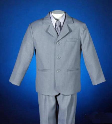 Mensusa Products Silver Notch Lapel Single Breasted Latest Polyester Kids Clothes Formal Wear
