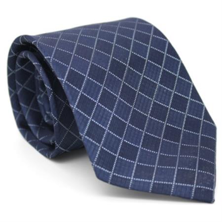 Mensusa Products Blue Diamond Checkered Neck Tie and Handkerchief Set39