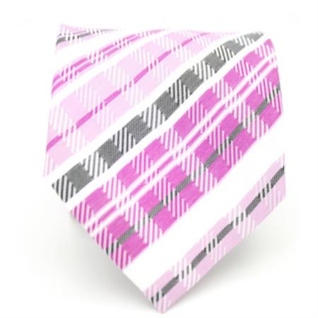 Mensusa Products Purple/ Pink Plaid Neck Tie and Handkerchief Set