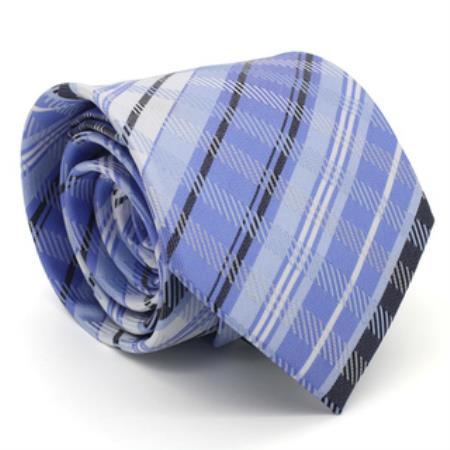Mensusa Products Classic Slim Purple Plaid Necktie with Matching Handkerchief Tie Set